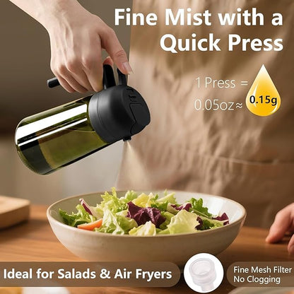 SWEET VIEW - Olive Oil Sprayer for Cooking, 16oz/470ml Glass Light-Proof Oil Pourer for Kitchen with Stickers for Air Fryer, Cooking, Salad, and BBQ with Stickers