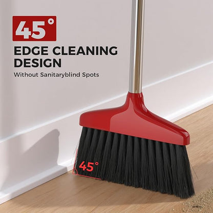Handy Broom 2Pack, Indoor/Outdoor Brooms, Duty Kitchen Broom, for Home Garage Kitchen Office Courtyard Lobby Patio Lawn Concrete (2, Red)