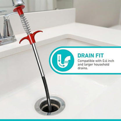 35 inch Drain Snake Hair Drain Clog Remover Tool,Flexible Grabber Claw Pick Up Reacher Tool for Litter Pick, Toilet, Sewer, Shower, Kitchen Sink