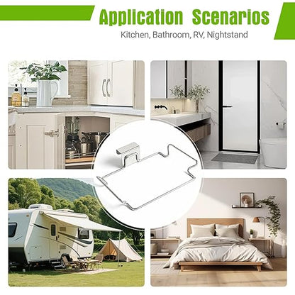 Trash Bag Holder, Stainless Steel Garbage Bag Holder Portable Under Sink Bag Hanger for Kitchen Cabinet Doors Bathroom