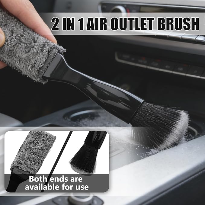 7PCS Car Detailing Brush Set, Soft Boar Hair Brush, Car Interior Detail Brush, Fiber Brush, Car Dust Removal Brush, Car Cleaning Gel, Cleaning Tool Set Suitable for Trucks, Cars, RVs, SUVs