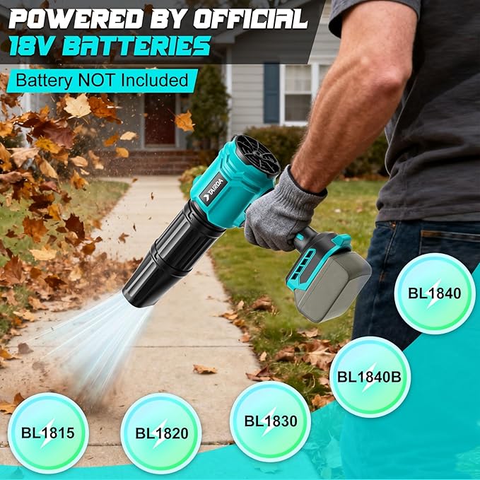 Cordless Leaf Blower Compatible for Makita 18V Battery(NO Battery), Mini Turbo Jet Blower with 2 Nozzles, Lightweight & One-Hand Use, for Patio Garage Yard Cleaning Car Dryer(Tool Only)