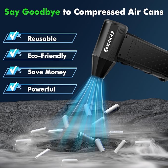 Compressed Air Duster,130000RPM Electric Air Duster with Detachable Nozzle, Star Shaped Portable Dust Blower,4 Gears High-Speed Mini Blower,Hand Held Jet Fan for PC,Keyboard,Car,Snow,Barbecue