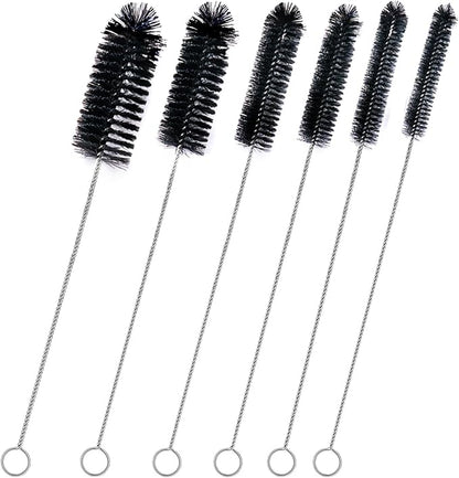 Brush Family Straw Cleaner Brush Set,6 Piece 12" Long Pipe Tube Bottle Brushes for Cleaning Narrow Neck Bottles,Coffee Maker,Glass Cups