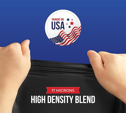 55-60 Gallon Trash Bags Heavy Duty - Bulk 150 Pack Large Garbage Bags - Big Black Commercial Trash Can Liners - Made In USA