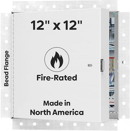 Best 12” x 12” Fire-Rated Insulated Metal Access Panel with Bead Flange, 16-Gauge Cold Rolled Steel, 2” Mineral Wool Insulated Access Door for Fire-Rated Walls/Ceilings, LEED, AMZ-BA-FRI-DF