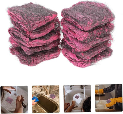 10 Pack Stainless Steel Scrubbers Heavy Duty Cleaning Sponges for Kitchen Bathroom Grills Pots Pans Durable Steel Wool Utensil Cleaning Pads Easy to Rinse Wash
