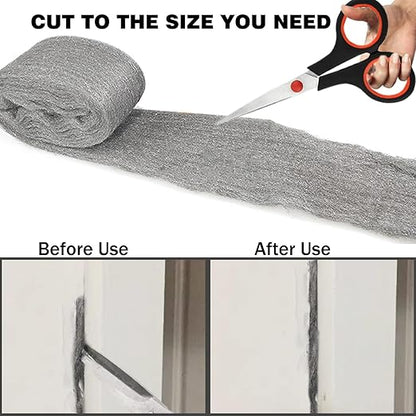Steel Wool for Rodent Control Steel Wool Mice Control Pads Steel Wool Rodent Barrier Kit Gap Blocker Fill Fabric for Holes Holes/Siding/Pipeline/Vents 4 Pack