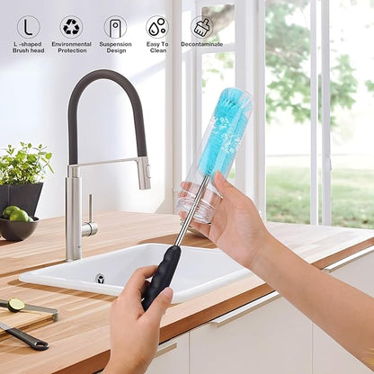 6 Pack Bottle Brush Cleaner Set, Long Handle Stainless Steel Water Bottle Cleaner Brush for Washing Sport Bottles, Narrow Neck Bottle, Baby Bottles, Dish, Flask, Straw, Cup Cover