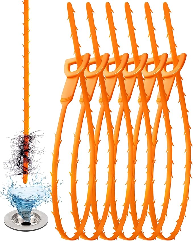 6 Pack Drain Clog Remover - Flexible Drain Snake for Effective Cleaning Hair and Debris in Sink or Bathtub, 20 Inch