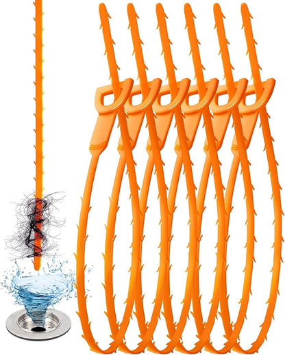 6 Pack Drain Clog Remover - Flexible Drain Snake for Effective Cleaning Hair and Debris in Sink or Bathtub, 20 Inch