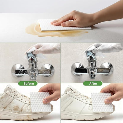 20 Pack Magic Eraser Sheets, 4X High Density Melamine Sponge Scrubber with Textured Dots, Thin Flexible Cleaning Pads for Faucets, Kitchen, Shoes & Tight Spaces (7x7 inch)