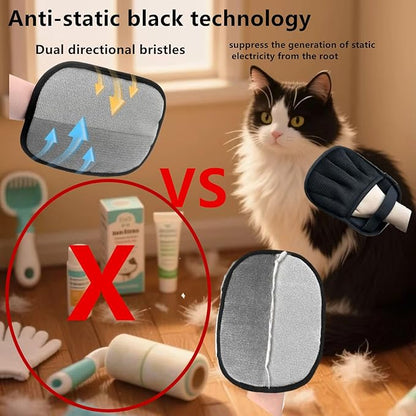 Pet Hair Removal Tool, Electrostatic Pet Hair Removal Gloves,Dog and Cat Hair Remover Grooming Gloves Set for Couch, Clothes, Car, Carpet, Bed, Furniture (1 Pack Black)