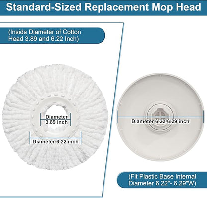 6 Pack Mop Heads Replacements, Compatible with FunClean Spin Mop & RinseWise Mop Bucket, Microfiber Spin Mop Head Refill Cleaning Supplie for Home Industrial and Commercial Use