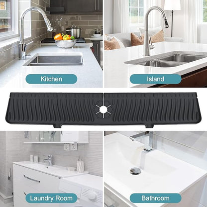 30 Inch Longer Faucet Mat for Kitchen Sink, Silicone Sink Faucet Mat Splash Guard, Splash Faucet Guard Draining Mat,Splash Guard Behind Faucet