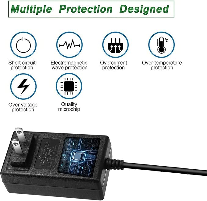9V Charger AC Adapter 2 Prong Power Cord Compatible with kHelfer KH8 KH8W,Homyeko,GENIANI Electric Spin Scrubber Charger