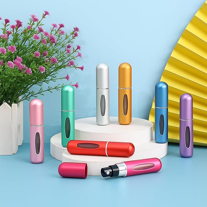 12 Pack Refillable Perfume Atomizer Spray Bottles for Travel – 5ml Mini Cologne Refillable Bottles, Portable Perfume Sprayers for Women & Men, TSA Approved Family Set for Home and Travel Use
