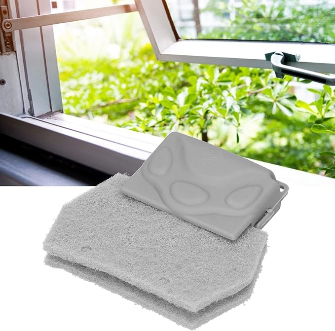 5 Packs Window Cleaning Brush, Flexibility Window Track Cleaning Tools Dry or Wet Use with Handle, Window Track Cleaner for Sliding Door Blind Air Condition Tile Line(Grey) (Grey)
