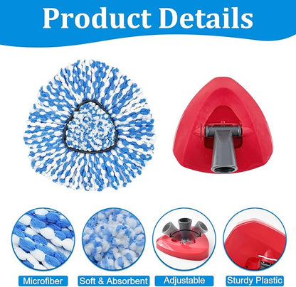 Mop Heads Replacements for O-Cedar RinseClean 2-Tank Spin Mop, Mop Replace Head for O Cedar, Spin Mop Heads for Ocedar Includes 3 Pack Mop Refills, 2 Upgrade Scrub Brush, 1 Mop Base for O-Cedar Mop