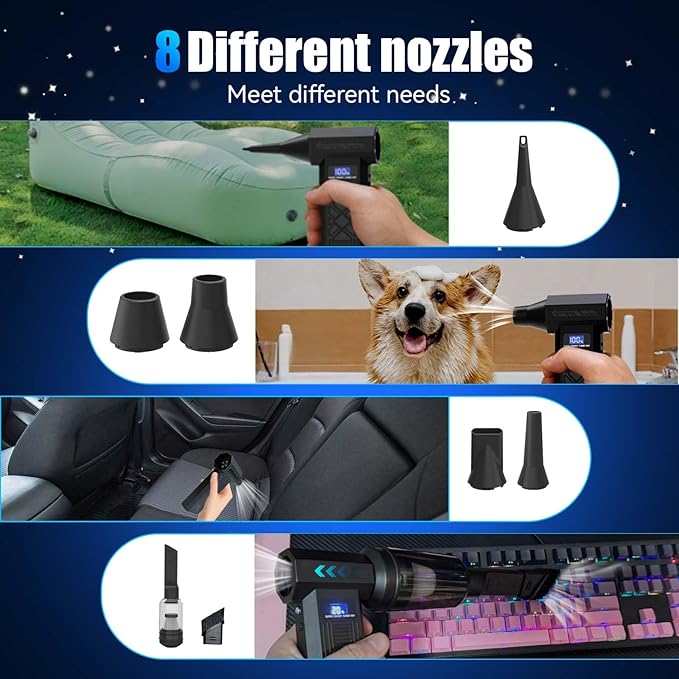 Compressed Air Duster-230000RPM Super Power Electric Air Duster, 4-Gear Adjustable Mini Blower with Type-C Fast Charging, Dust Blower for Computer, Keyboard, House, Outdoor and Car