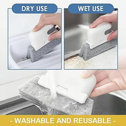 Window Track Cleaner 2 in 1 Hand Held Magic Groove Cleaning Tool Removes Water Stains Grime for Sparkling Homes and Kitchens (Gray)