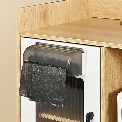 Trash Bag Dispenser Wall Mounted,Plastic Bag Roll Holder,Garbage Bag Holder Cabinet,Kitchen Trash Can Liner Organizers, White
