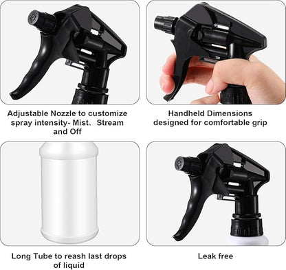 Eccliy 12 Pcs 16 Oz Plastic Spray Bottle, Adjustable Empty Reusable Sprayer for Cleaning, Planting, Water, Bathroom and Kitchen, BBQ, Commercial and Residential (Originial,Colorful)
