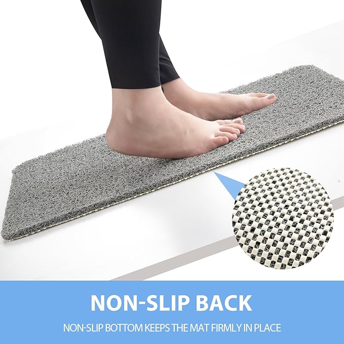Hargiis Non-Slip Bathtub Mat, Anti Slip Shower Mat, Fast Drying Bathtub Mats, Foot Scrubber Mat, Anti Slip Mat for Tub, Floor, Bathroom, Kitchen, Home, Hotel (Grey 36"×24")