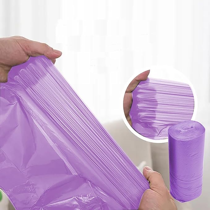 4 GALLON Bathroom Trash Bags Purple, 200 Counts Small Garbage Bags for Office, Bathroom Wastebasket Waste Bin Black Portable Rubbish Bags