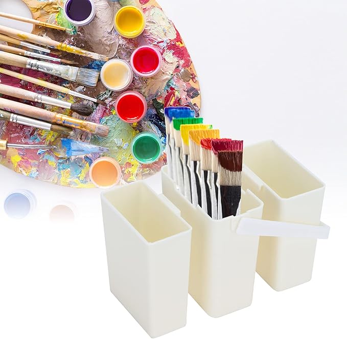 Portable Detachable Artist Brush Washer Multifunction Paint Brush Washing Bucket with Handle for Watercolor Outdoor Indoor Painting