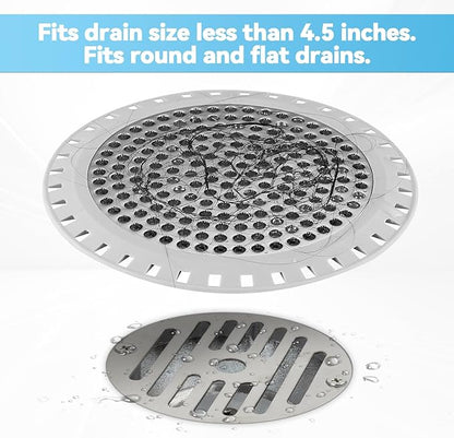 Shower Drain Hair Catcher,Aluvor Shower Drain Cover Bathtub Drain Strainers Weighted Metal Hair Trap Stopper Sink Protector Filter Bathroom Flat Strainer Stopper (Silver Gray)