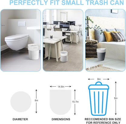 Inwaysin 1.2 Gallon 200 Pcs Small Trash Bags Bathroom Garbage Bags, Clear White Office Waste Basket Liners Compost Bags for Kitchen, Office, Pet Litter, Car, 5-6 Liter