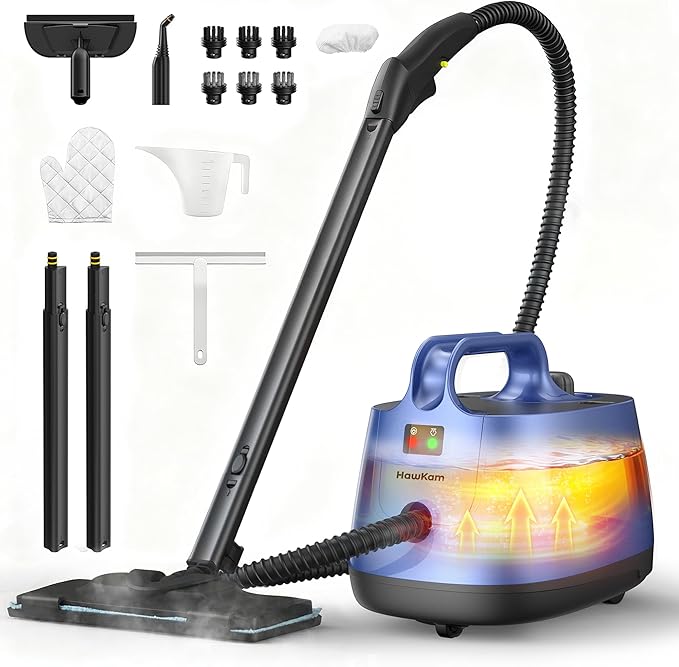 Steam Cleaner for Home, 293°F 58 PSI Powerful Multipurpose Handheld Steam Mop, 21 Attachments, 50Oz Capacity, Heavy Duty Steamer for Carpets, Floors, Cars, Tiles, Crack Cleaning, Turquoise