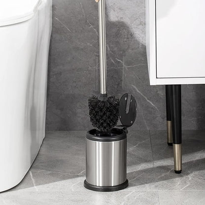 Casaphoria Stainless Steel Toilet Bowl Brush and Holder set for Deep Cleaning,Bowl Scrubber Brush with Lid for Bathroom,Deluxe Freestanding Toilet Brush and Plunger Combo
