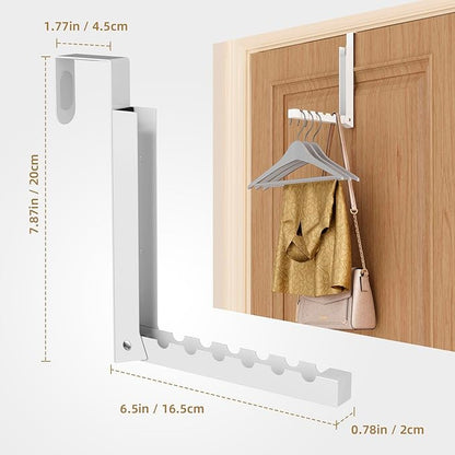 ZMBESUP Over The Door Hanger Folding Clothes Drying Rack, Folding Hanging Coat Rack for Indoor Laundry Room Compact Small Space Foldable Portable Clothing Hanger Hook Collapsible- 2 Pack (White)