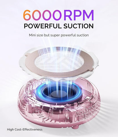 MelodySusie PocketSized Nail Dust Collector with Lightweight Design,HProA 6000RPM Ultra-Small Nail Vacuum Fan with 3 Suction Modes and 30 Disposable Filter Papers for Beginner & Daily Nail Care,Pink