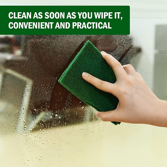 YoleShy 20 PCS Scouring Pad, Dish Scrubber Scouring Pads, 4.5 x 6 inch Green Reusable Household Scrub Pads for Dishes, Kitchen Scrubbers & Metal Grills