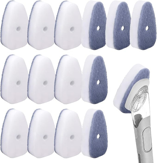 14pcs Dish Wand Sponge Refills, Non-Scratch Washing Up Wand Replacement Heads Durable Scrubber Pads for Kitchen Stovetop Grills Bathroom Cleaning (Sponge Heads Only)