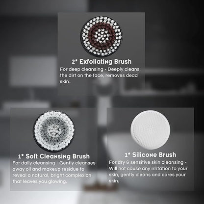 4 Replacement Brush Heads for Model Ga-7266 Facial Cleansing Brush Deep Pore Cleansing Gentle Exfoliating & Remove Blackhead Acne Exfoliating Soft Head Set