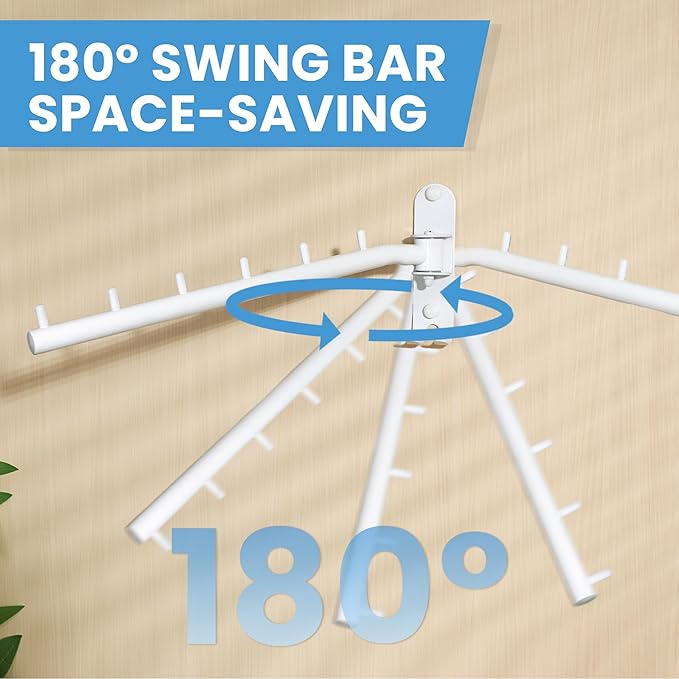 Mooche Swing Clothes Hanger Rack, Garment Racks Folding Clothes Bar Wall Mounted, 180°Rotation Laundry Drying Rack 304 Stainless Steel Space Saving for Laundry Room Bedroom Balcony, 11.93" Long