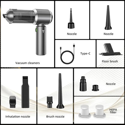 Handheld Vacuum Cleaner, 28000Pa Brushless Motor Cordless Car Vacuum Cleaner, 3-Speed Mini Hoovers with Multiple Brush Heads Hand Held Vacuum Cordless for Office, Home, Kitchen, Car, Pet Hair
