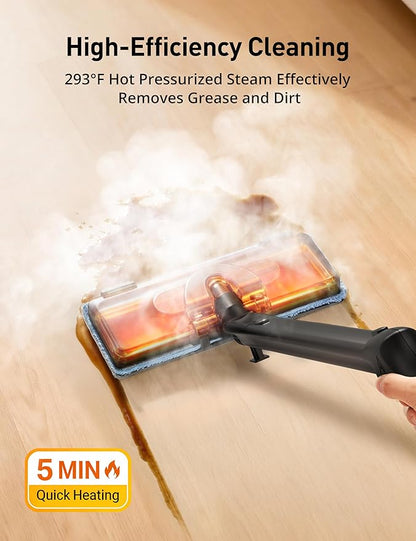 Steam Cleaner, 293°F 58 PSI Powerful Multipurpose Handheld Steam Mop for Home Use, 21 Attachments, 50Oz Capacity, Heavy Duty Steamer for Carpets, Floors, Cars, Tiles, Crack Cleaning, Pearl