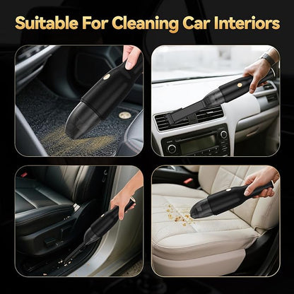 Handleld Vacuum Cordless -Car Vacuum Portable Rechargeble -Hand Held Small Vacuum Cleaner Car Seats, Home, Quick Cleanup, Strong Suction, Lightweight, Includes Crevice Nozzle & Brush -H3