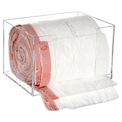 Extra Large Trash Bag Dispenser Roll Holder, Wall Mount Acrylic Garbage Bag Dispenser Roll Holder for Kitchen Cabinet, Trash Waste Bin Liners Organizer Under Sink, Clear