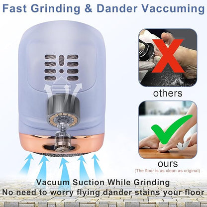 Electric Callus Remover for Feet, Portable Pedicure Kit Foot File Callus Remover, Rechargeable Waterproof Foot File for Foot Care Deadskin Remover with 9Head&LCD Display, Purple