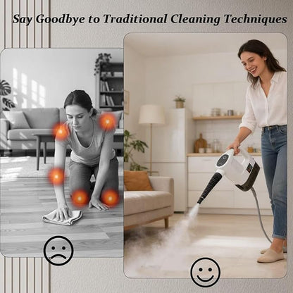 15-in-1 Pressurized Multi-Purpose Natural Handheld Steam Cleaner, 15s Instant Heat Portable Steamer with 400ml Tank, Multi-Surface Deep Cleaning for Home, Grout, Furniture, Couch, Car, Bathroom, Floor