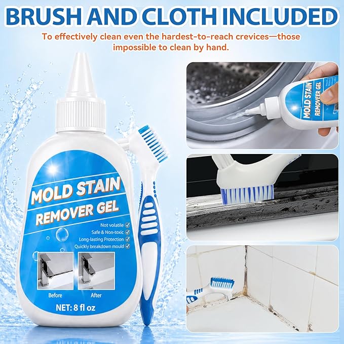 Household Stain Remover Gel, Powerful All-Purpose Stain Cleaner Gel, Effective on Bathroom, Shower, Sink, Grout, Washing Machine Seal, Kitchen