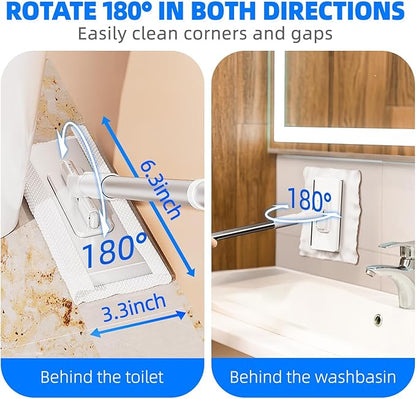 Press Grip Mini Clip Mop with 39' Handle — Zero-Touch Gap Cleaner & Locking Head, Includes 5 Reusable Cloths for Multi-Surface Cleaning (39 in mini dust mop)