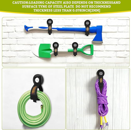 Magnetic Tool Holder with Adjustable Straps - 4Pcs Heavy Duty Garage Hooks for Extension Cord, Hose, Power Tools 2.59 INCH, No Scratch Design, RV/Boat/Workshop (4, 2.59''Magnet)