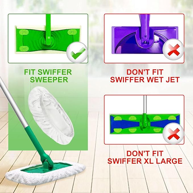KEEPOW Reusable Wet Pads Compatible with Swiffer Sweeper Mop, Dry Sweeping Cloths, Washable Microfiber Wet Mopping Cloth Refills for Surface/Hardwood Floor Cleaning, 8 Pack (Mop is Not Included)